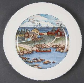 Epoch Pioneer Bay Salad Plate, Fine China Dinnerware   Houses, Barns, Ships, Bir