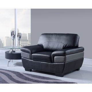 Natalie Black/ Dark Grey Bonded Leather Chair
