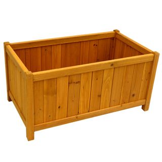 Rectangular Planter Box (BrownMaterials WoodSetting OutdoorNo painting or resealing needed Stained and finished with protective coating Dimensions 16 inches high x 32 inches wide x 18 inches long )