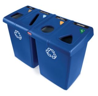 Rubbermaid 92 gal Glutton Recycling Station   (2)56 gal/(4)23 gal Containers, (8)Tops, Blue