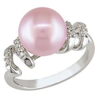 Women Silver, Pink Fw Button Pearl Ring   White ( 8 )