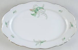 Edelstein Lily Of The Valley 15 Oval Serving Platter, Fine China Dinnerware   E