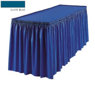 Snap Drape 8 ft Wyndham Fitted Table Cover Set w/ Shirred Skirt, Slate Blue