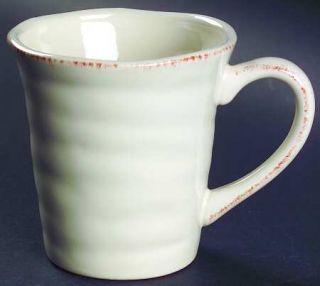 Signature Ceramica Linen Mug, Fine China Dinnerware   Rustic Cream,Embossed Ring