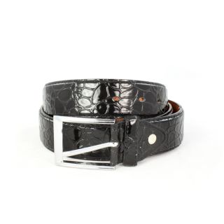 Faddism Mens Crocodile Embossed Black Belt (large) (Leather Closure Single prong buckle Hardware Silvertone Available size Large Approximate width 1.5 inches Approximate length 38 to 40 inches Measurement taken from a size LargeAll measurements are 