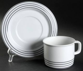 Thomas Step Flat Cup & Saucer Set, Fine China Dinnerware   Trio Line