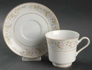 Fine China of Japan June Footed Cup & Saucer Set, Fine China Dinnerware   Pink,B