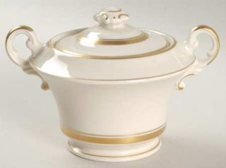 Syracuse Kent (Gold Trim) Sugar Bowl & Lid, Fine China Dinnerware   Old Ivory,Th