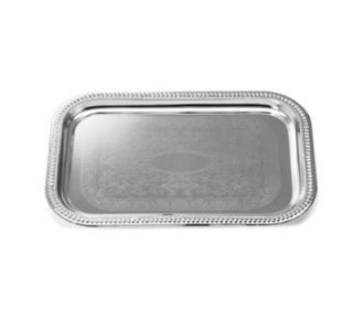 Tablecraft Rectangular Serving Tray, Embossed Pattern, 18.25 x 12.5 in, Chrome Plated