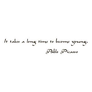 Quote Saying Pablo Picasso Become Young Vinyl Wall Art Decal (BlackEasy to apply, instructions includedDimensions 22 inches wide x 35 inches long )