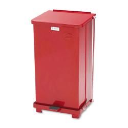 Rubbermaid Defenders 12 gallon Step Trash Can (RedFinish Powder coatedShape SquareOpening type Foot pedalLiner material PlasticLid type HingedRest assured youll have maximum control of infectious waste and odorHands free unit includes leak proof rigi