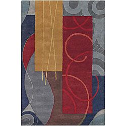 Hand tufted Mandara Multi colored Wool Rug (79 X 106)
