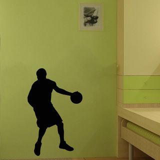 Basketball Player Pivot Sports Man With The Ball Wall Vinyl Decal (Glossy blackDimensions 25 inches wide x 35 inches long )