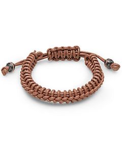 Woven Leather Bracelet   Brown