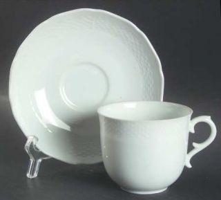 Kaiser Belvedere Flat Cup & Saucer Set, Fine China Dinnerware   All White, Scall