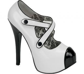 Womens Bordello Teeze 23   White/Black Patent High Heels
