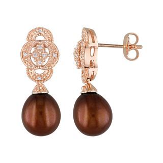 ONLINE ONLY   Chocolate Cultured Freshwater Pearl Earrings, Womens