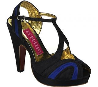 Womens Bordello Giggle 02   Black/Blue Satin High Heels