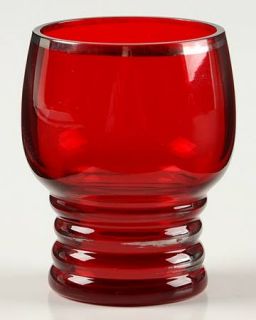 Imperial Glass Ohio Shaeffer Ruby/Platinum 2 1/2 Oz Flat Tumbler   Stem #451,Rin