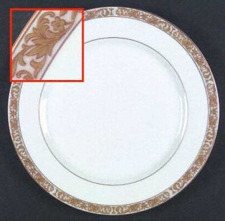 Mikasa Concerto Dinner Plate, Fine China Dinnerware   Green Flowers&Scroll W/Gol