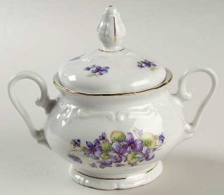 Winterling   Bavaria Violets Sugar Bowl & Lid, Fine China Dinnerware   One Large