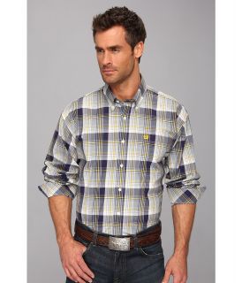Cinch Cotton Plain Weave Plaid Mens Long Sleeve Button Up (Gray)