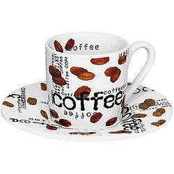 Konitz Coffee Collage 3 oz White Espresso Cups (set Of 4)