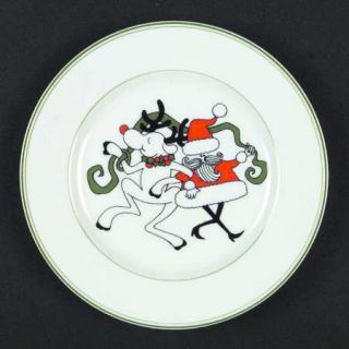 Fitz & Floyd Dancing Santa Salad Plate, Fine China Dinnerware   Santa&Rudolph In