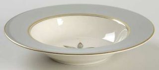 Castleton (USA) Woodmere Rim Soup Bowl, Fine China Dinnerware   Gray Rim,Leaf An
