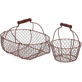 Set Of 2 Iron Americana Country Egg Wire Baskets