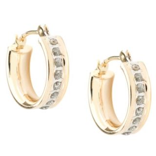 14Kt. Yellow Gold Diamond Accent Round Hoop Earrings   Yellow