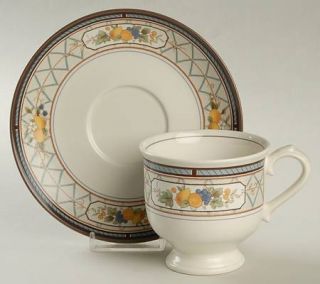 Mikasa Basket Of Fruit Footed Cup & Saucer Set, Fine China Dinnerware   Provinci