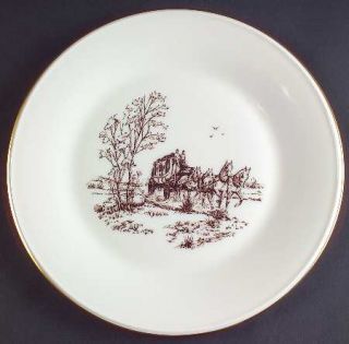 Lenox China L60 Dinner Plate, Fine China Dinnerware   Brown Stage Coach,Trees,Co
