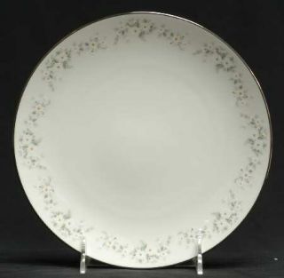 Noritake Annabelle Salad Plate, Fine China Dinnerware   White Flowers, Gray/Gree
