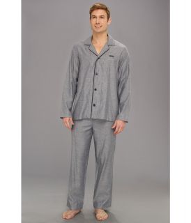 BOSS Hugo Boss Cotton Pajama Set Long Woven Herringbone Mens Pajama Sets (Navy)