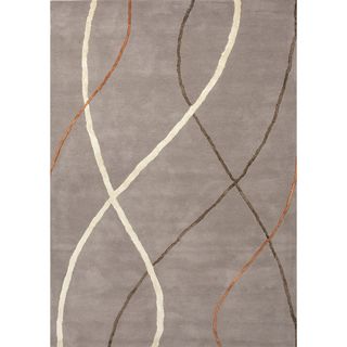 Hand tufted Contemporary Tone on tone Grey/ White Rug (5 X 8)