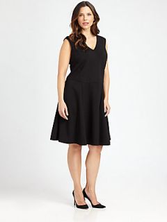 ABS, Sizes 14 24 Sleeveless A Line Dress   Black