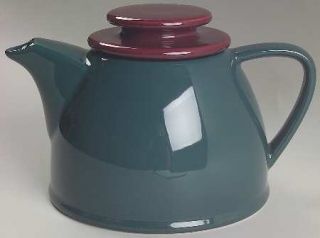 Nancy Calhoun Fusions Evergreen Teapot & Lid, Fine China Dinnerware   Dark Green