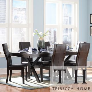 Tribecca Home Dartford Espresso 7 piece Contoured Dining Set