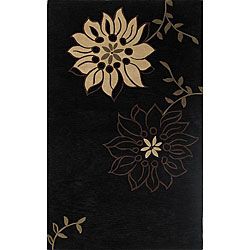 Hand tufted Sarahas Flowers Black Wool Rug (5 X 8) (BlackPattern FloralTip We recommend the use of a non skid pad to keep the rug in place on smooth surfaces.All rug sizes are approximate. Due to the difference of monitor colors, some rug colors may var