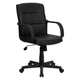 Flash Furniture Mid Back Office Chair with Nylon Arms   Black   GO 228S BK LEA 