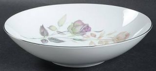 Style House Lori 9 Round Vegetable Bowl, Fine China Dinnerware   Pink/Green Ros