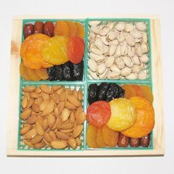 Sunshine Dried Fruit And Nuts Gift Crate (TanType of basket Wood crateDescriptions Plums, pistachios, almonds and almond rolls, peaches and datesWeight 4 pounds Freshness 45 daysNumber of Items Two (2) pounds of assorted fruitDue to the perishable na