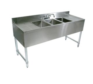 John Boos Underbar Sink   (4)10x14x10 Bowls, 2 Drainboards, 72x18, 18 ga Stainless