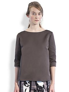 Marni Pleated Duchess Satin Top   Smoke