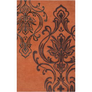 Candice Olson Hand tufted River Orange Damask Design Wool Rug (2 X 3)