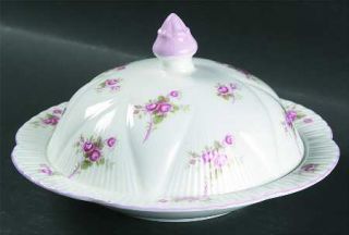 Shelley Rose Spray Round Covered Butter, Fine China Dinnerware   Dainty Shape, P