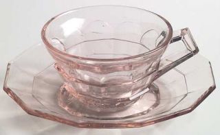 Indiana Glass Tea Room Pink Cup and Saucer Set   Pink, Depression Glass