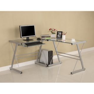 Home Loft Concept Corner Computer Desk WLK1081 Finish Silver / Clear Glass