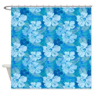  Hibiscus Flowers Blue Batik Shower Curtain  Use code FREECART at Checkout